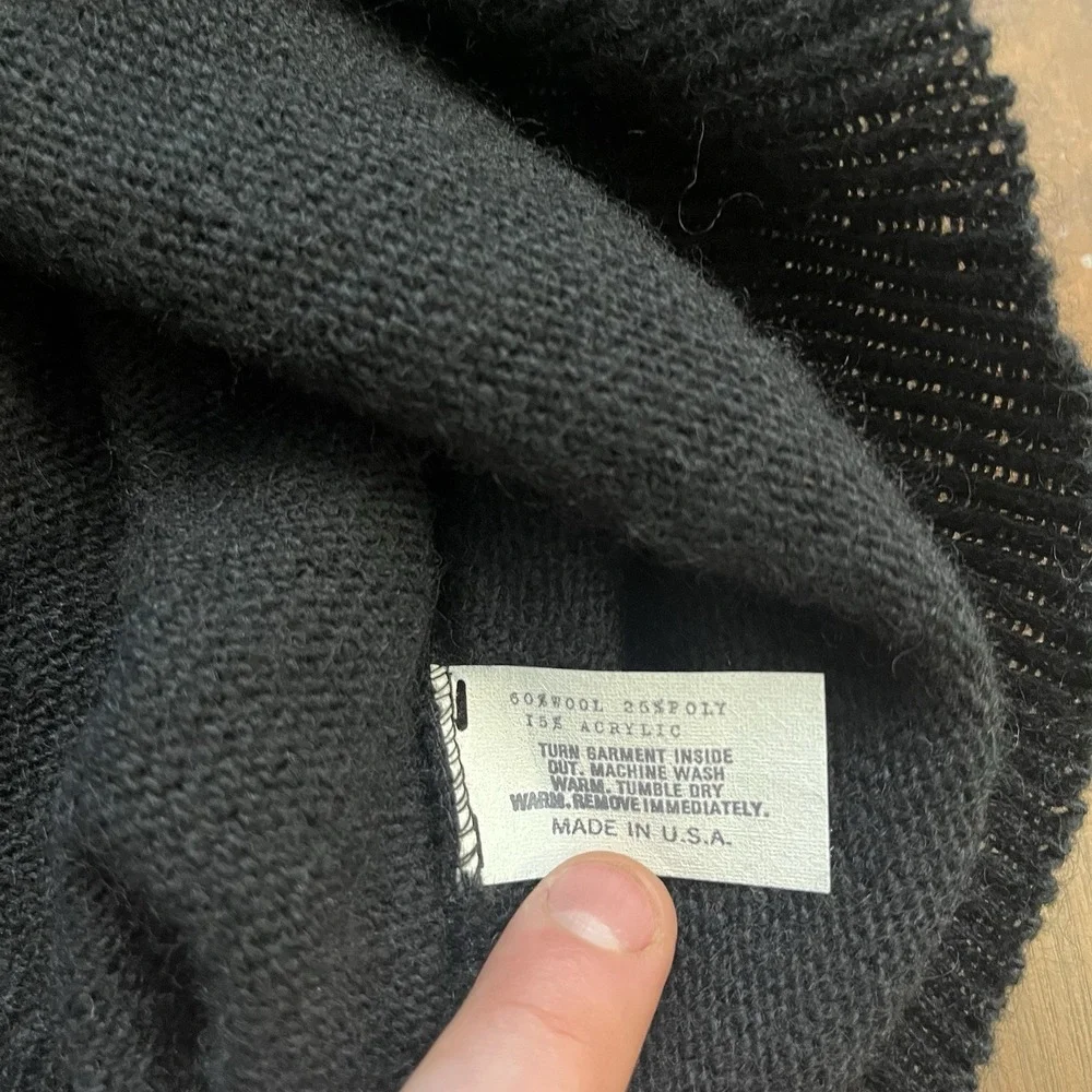 Le Tigre Sweater Vtg mens Large black knit preppy retro grandpa